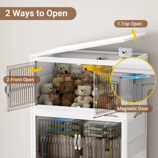 V8 30Gal/50Gal Stackable Collapsible Storage Bins with Lids and Doors