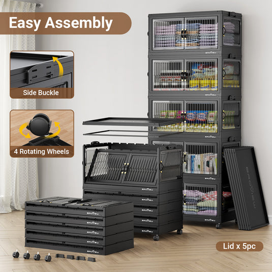 V8F 360Qt/480Qt/600Qt Storage Bins with Lids,Front and Side Open Doors