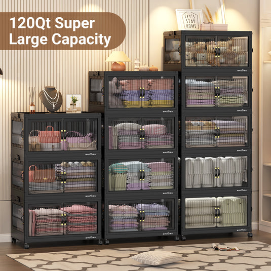V8F 360Qt/480Qt/600Qt Storage Bins with Lids,Front and Side Open Doors