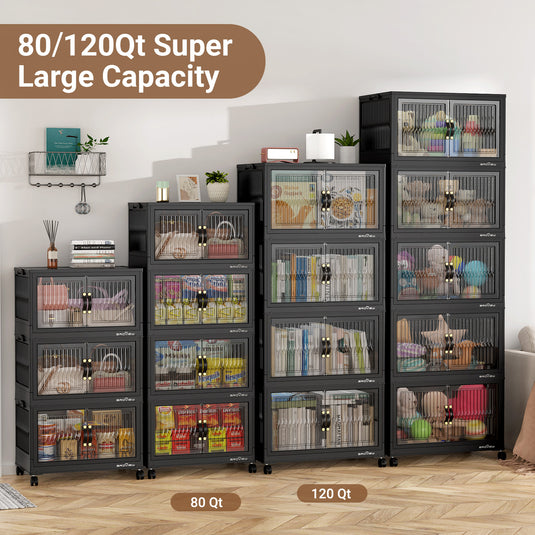 V8 120QT/200QT Stackable Storage Bins Open Front with Lids